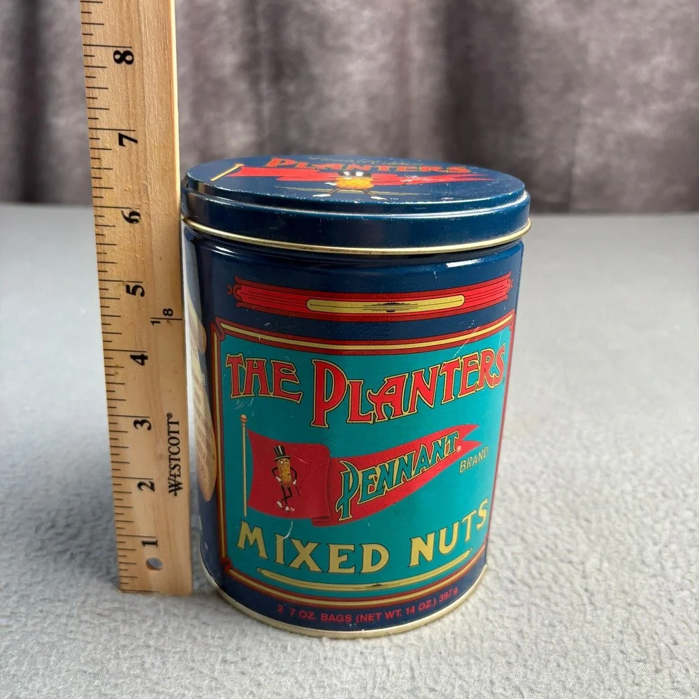 Vintage Planters Mr Peanut Limited Edition Mixed Nuts Tin Blue Collectible 14oz